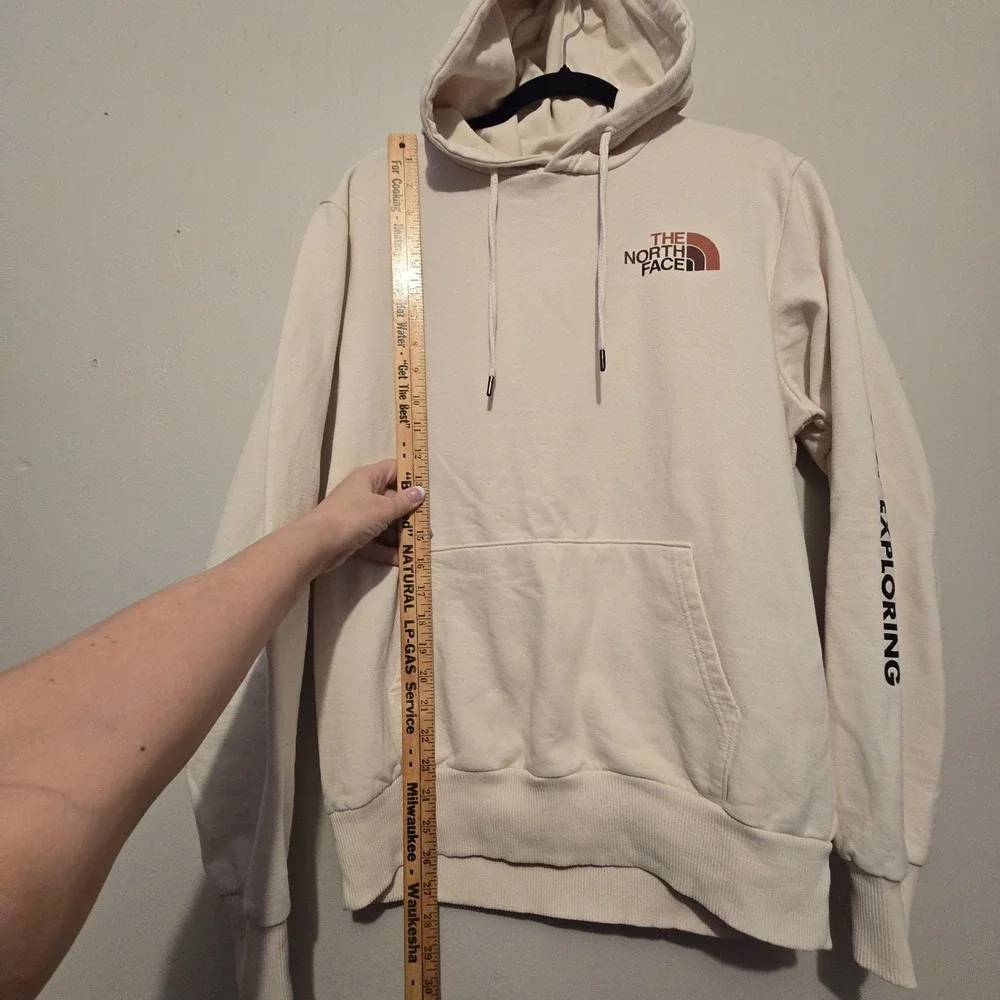The North Face Hoodie Mens MED Cream Brown Never Stop Exploring Outdoor Pocket